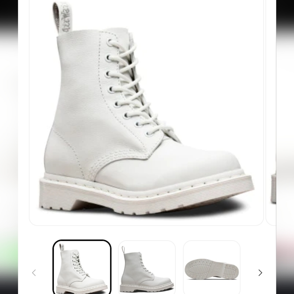 Dr. Marten 1460 Pascal Mono White Leather Boot Size 6 US